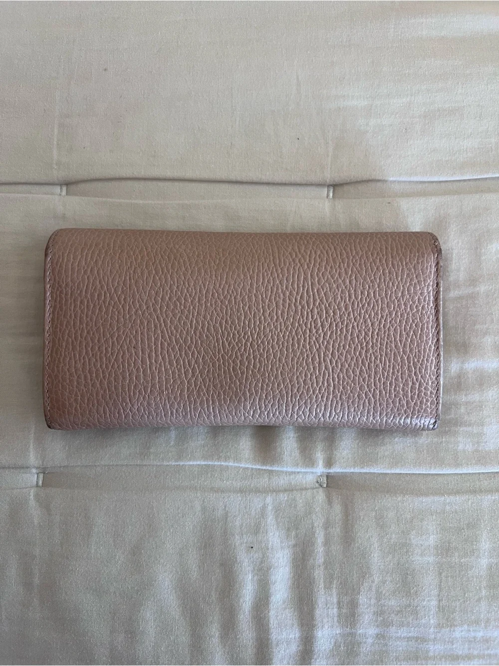Gucci Pink Taupe Pebbled Leather Continental Wallet with Gold GG - Picture 2 of 7